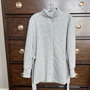 Sporty Gray Long Sleeve  wrap Jacket scuba fabric